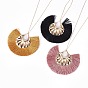 Polyester Tassel Pendant Necklaces, with Brass Cable Chains and Lobster Claw Clasps