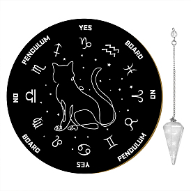 Creatcabin маятниковая доска со смешанным узором, лозоходство, ожерелье, набор для гадания, сделай сам, включая фанерную вывеску, маятник биолокации чакры природного аметиста, чёрные