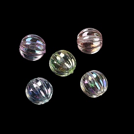 Transparent Acrylic Beads, UV Plated Iridescent, Round