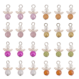 4 наборы акриловых подвесок, с фурнитурой сплавочной тибетского стиля, ангел