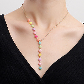 Boho Chic Tassel Heart Pendant Necklace for Women - Colorful and Minimalistic Fashion Accessory