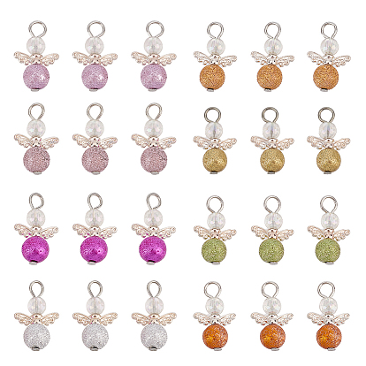 4 наборы акриловых подвесок, с фурнитурой сплавочной тибетского стиля, ангел