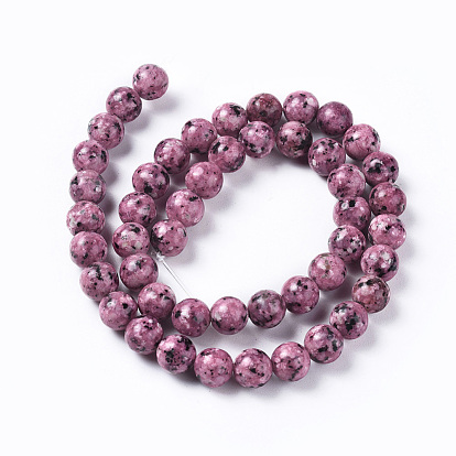 Natural Larvikite Beads Strands, Dyed & Heated, Round