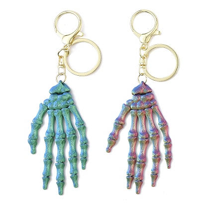 Брелок-подвеска в виде руки скелета из пластика на Хэллоуин, с застежкой из сплава и кольцами