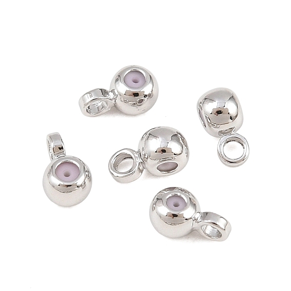 SHEGRACE Brass Tube Bails, Loop Bail, Stopper Beads, with Rubber inside, Bail Beads, Cadmium Free & Nickel Free & Lead Free