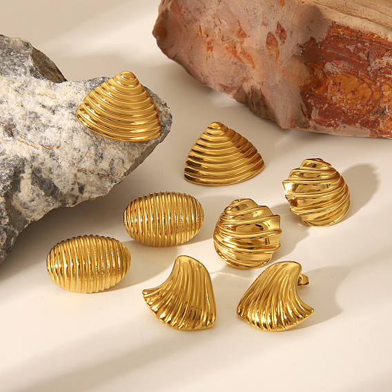 Серьги-гвоздики из нержавеющей стали с геометрической текстурой и неровной формой, золотые