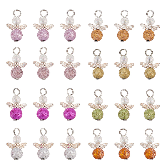 4 наборы акриловых подвесок, с фурнитурой сплавочной тибетского стиля, ангел