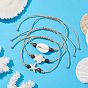 3Pcs 3 Styles Natural Shell & Synthetic Turquoise Braided Bead Bracelets Set, Ocean Theme Wooden Beads Adjustable Bracelets