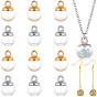 60Pcs Round Mechanized One Hole Blown Glass Globe Ball Bottles, with 60Pcs 2 Colors Brass Bead Cap Pendant Bails