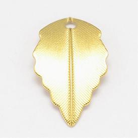 Brass Pendants, Lead Free & Cadmium Free, Leaf, 17x10x2mm, Hole: 1mm