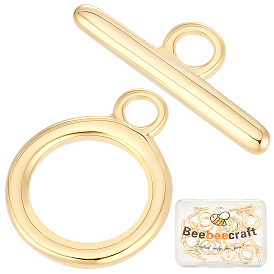 15Pcs Ring Brass Toggle Clasps, Cadmium Free & Nickel Free & Lead Free