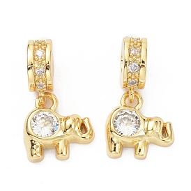 Brass Cubic Zirconia Pendants, Elephant