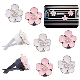 8шт 2 цвета цветок сплав эмаль автомобильные воздуховоды клипсы, симпатичная автомобильная отделка салона, с магнитным ферромарганцевым железом и пластиковым зажимом