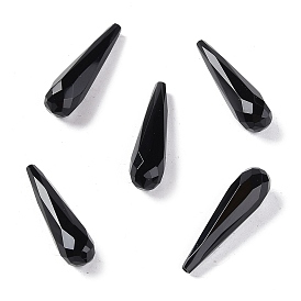 Натуральный черный агат / бусины из черного агата, окрашенная и подогревом, половине просверлил, граненые, слеза