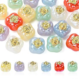 18шт 6 цвета акриловые бусины с УФ-покрытием, радужный, хурма, с позолоченной сплавочной фурнитурой