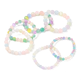 Natural Selenite Round Beaded Stretch Bracelets for Women