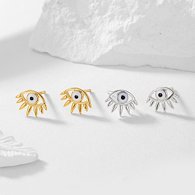 Elegant Minimalist S925 Sterling Silver Eye Stud Earrings