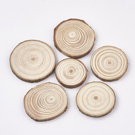 Undyed Unfinished Wooden Cabochons, Wood Slice, Tree Ring