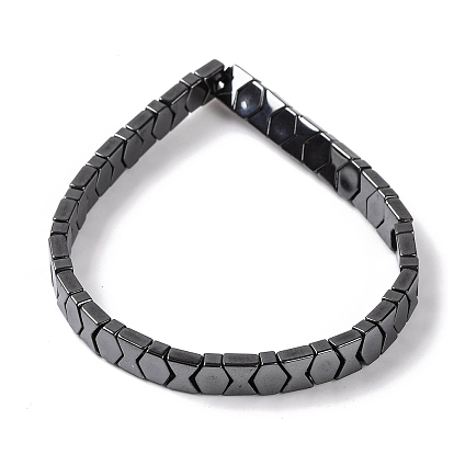 Женские эластичные браслеты из синтетических немагнитных гематитовых бусин в форме песочных часов и шестиугольников