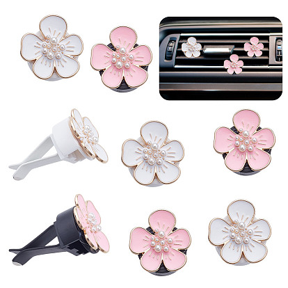 8шт 2 цвета цветок сплав эмаль автомобильные воздуховоды клипсы, симпатичная автомобильная отделка салона, с магнитным ферромарганцевым железом и пластиковым зажимом