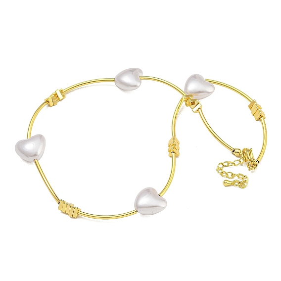 Стойка из латуни и АБС-пластика жемчужные бусины ожерелья в форме сердца для женщин, без кадмия и без свинца, долговечный