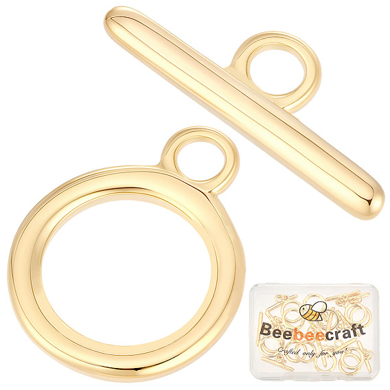 15Pcs Ring Brass Toggle Clasps, Cadmium Free & Nickel Free & Lead Free