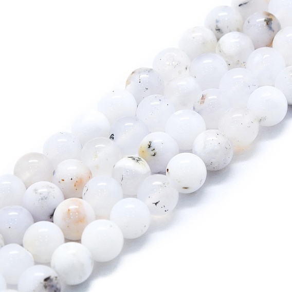Натуральный белый опал африканские бусы пряди, круглые