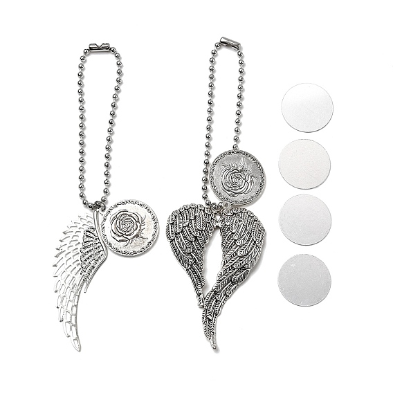 2 стиль тибетский стиль сплав термоперенос сублимация подвеска пустая подвеска украшения, с алюминиевой фурнитурой, крылья ангела автомобильный брелок орнамент украшение