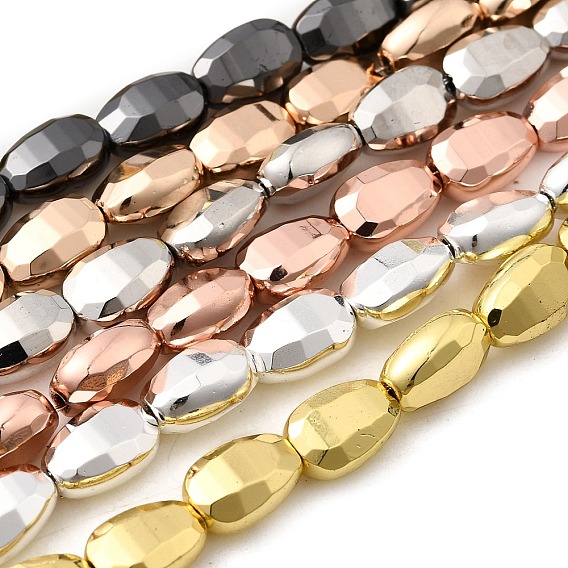 Стеклянные бусины с гальваническим покрытием , teadrop, граненые