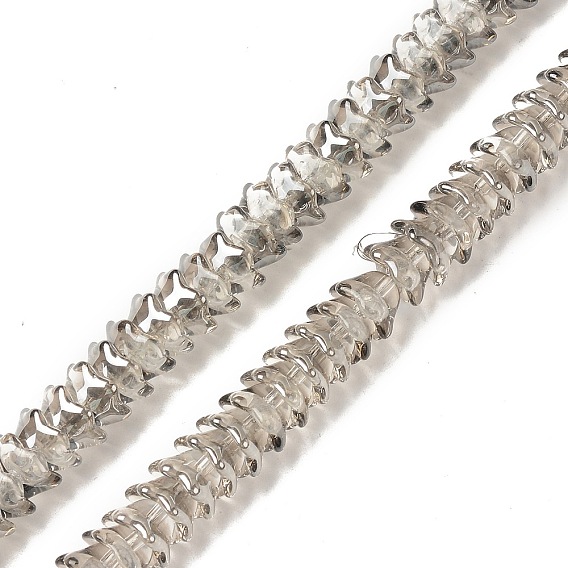 Electroplate Transparent Glass Beads Strands, Pearl Luster Plated, Flower