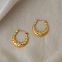 304 Stainless Steel Textured Oval Hoop Earrings for Women