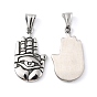 304 Stainless Steel Pendants, with 201 Stainless Steel Snap on Bails, Palm with Eye Charm