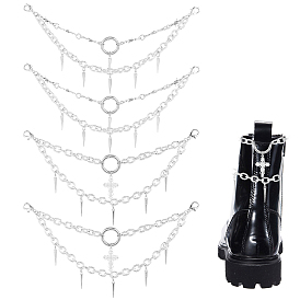 4 шт. 2 стили сплава шипы конус крест кисточка ремень цепи, с карабинами из сплава и пружинными кольцами