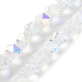 Electroplate Glass Beads Strands, AB Color Plated, Polygon