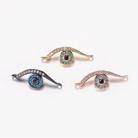 Long-Lasting Plated Brass Micro Pave Cubic Zirconia Links, Cadmium Free & Lead Free, Evil Eye