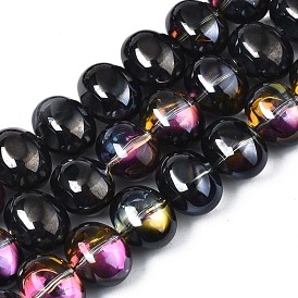 Electroplate Glass Beads Strand, Half Plated, Oval