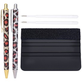 Gorgecraft Plastic Creative Teardrop Pattern Ball Pens, Air Release Tool Portable Pen, Rectangle Velvet Scraper
