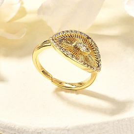 Регулируемые латунные кольца с прозрачным кубическим цирконием с микропаве, глаз, покрытие стойки и длительное покрытие, без свинца и без кадмия