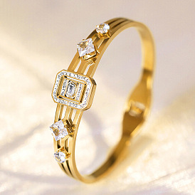 304 браслеты из прозрачного кубического циркония с микропаве из нержавеющей стали., шарнирные браслеты для женщин, прямоугольные