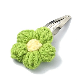 Handmade Cotton Knitting Ornament Iron Snap Hair Clips for Girls, Flower/Strawberries/Mushrooms