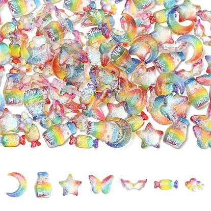 105шт. 7 стили кабошонов из смолы радужных цветов, ногтей декоративные аксессуары