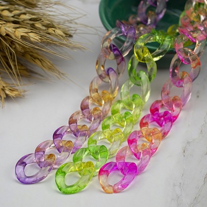 17*23mm acrylic opening ring plastic transparent highlight two-color bag chain buckle jewelry mobile phone case chain
