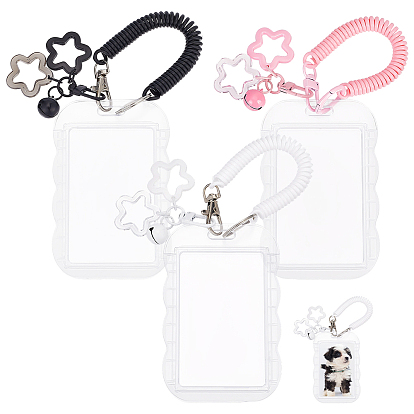3 Bags 3 Colors Rectangle Acrylic Card Holders, with Silicone Flower & Plastic Pendant Decorations