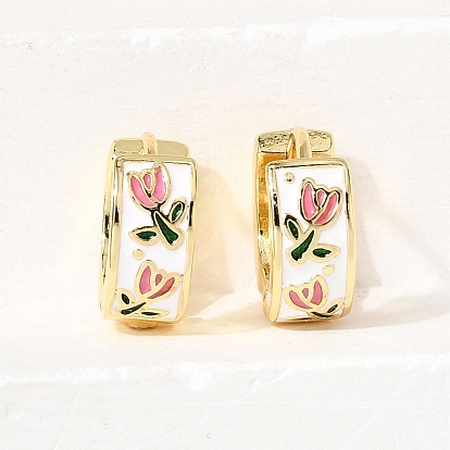 Серьги-кольца из латуни с цветком, без кадмия и без свинца, стойки покрытие, долговечный