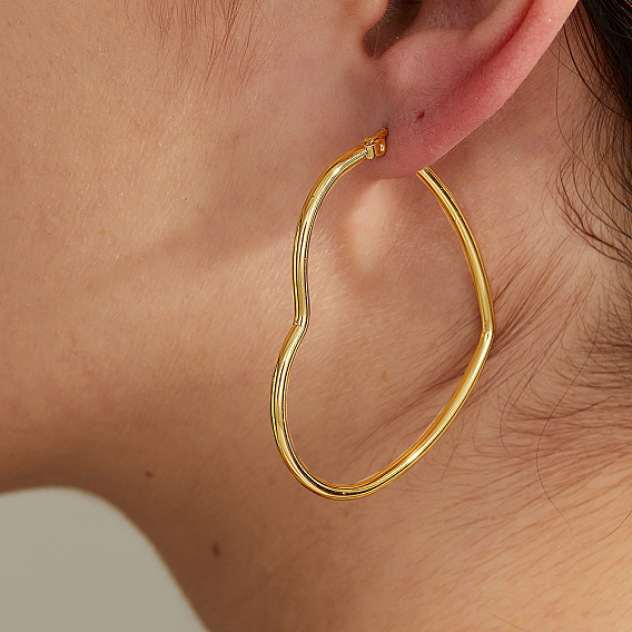 Простые романтические 201 серьги-кольца в форме сердца из нержавеющей стали