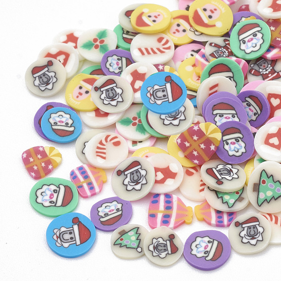 Handmade Polymer Clay Cabochons, Nail Art Decorations, Christmas Theme, Mixed Shapes