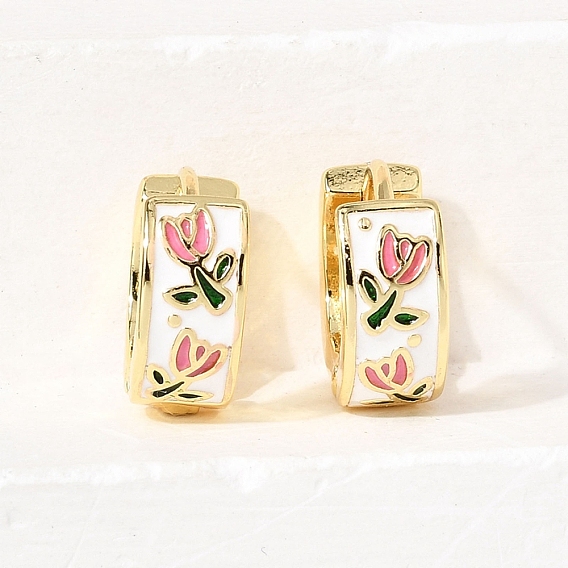 Серьги-кольца из латуни с цветком, без кадмия и без свинца, стойки покрытие, долговечный