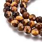 Natural Tiger Eye Beads Strands, Faceted Round, Grade AB+