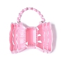 Bowknot Shaped Polystyrene Plastic Bead Containers with Beaded Handle, 3 Compartments Candy Treat Gift Box, for Wedding Party Packing
