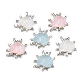 Alloy Resin Pendants, Spiral Shell Shape Charms, Rack Plating, Lead Free & Cadmium Free & Nickel Free